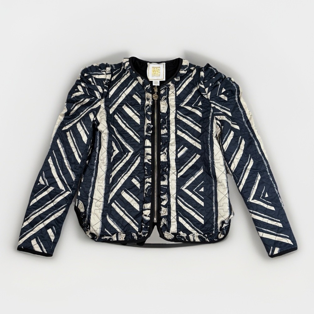 Emily McCarthy Ava Reversible Quilted Jacket Noir Navy/Black/Cream Sz XXS Womens